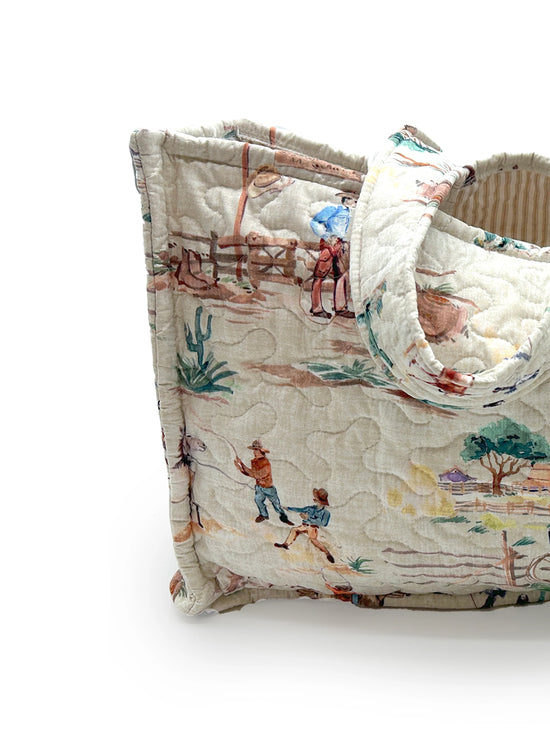 Retro Cowboy Quilted Tote Bag