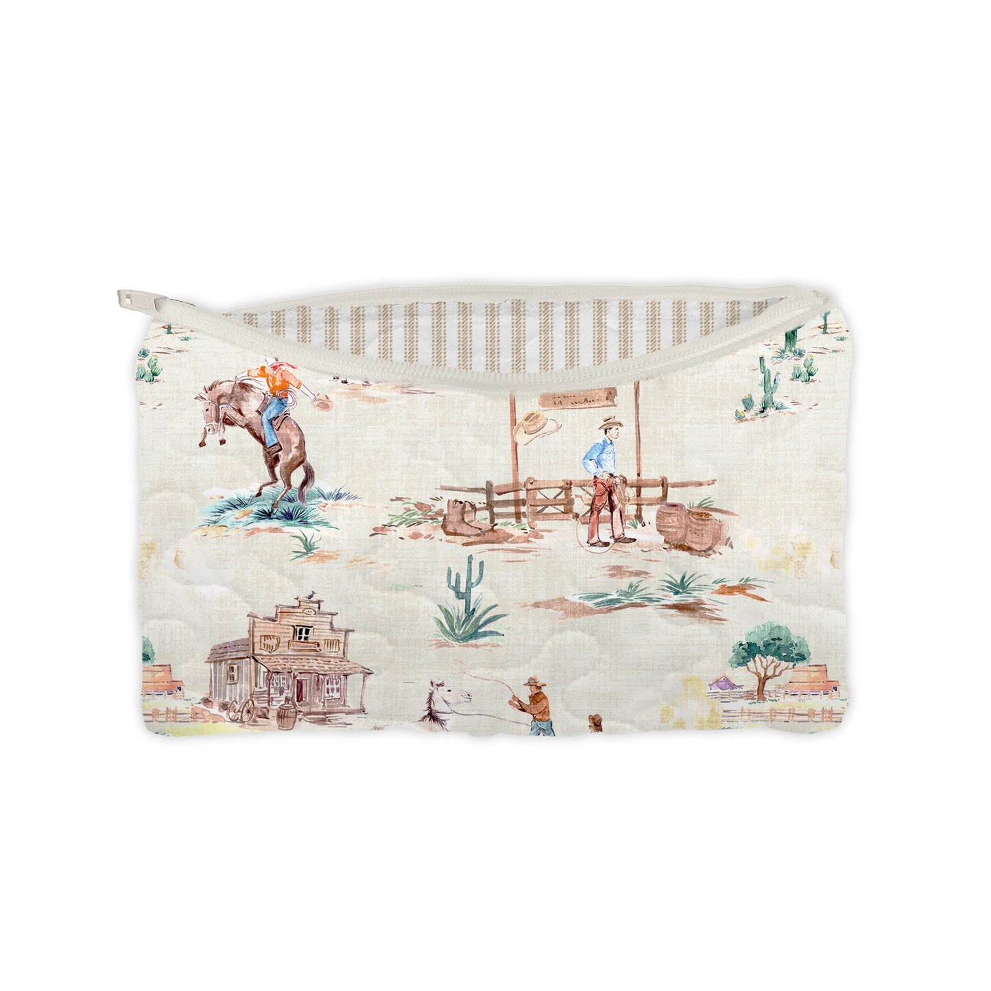 Retro Cowboy Quilted SM Makeup Bag