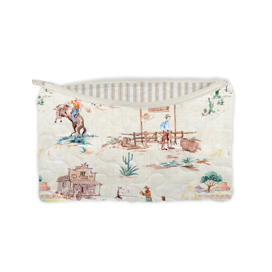 Retro Cowboy Quilted SM Makeup Bag