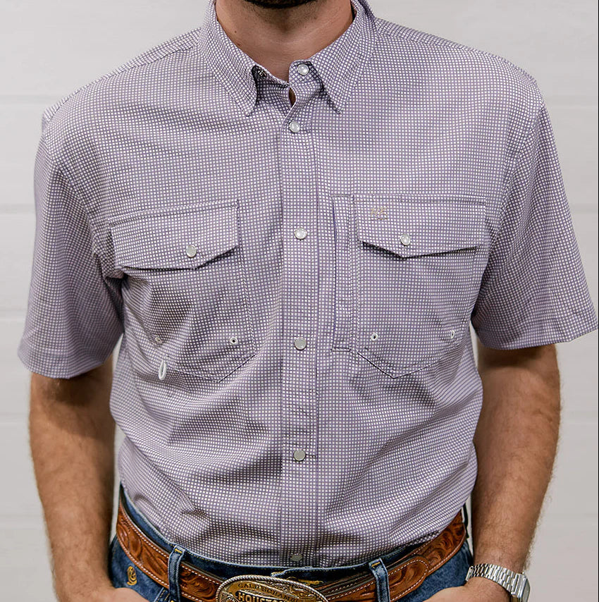Heirloom Squares Performance Shirt- Purple
