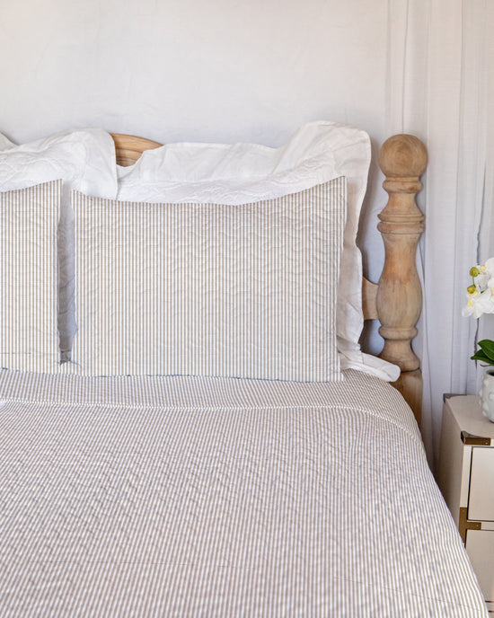 Ticking Stripe Brown Euro Sham