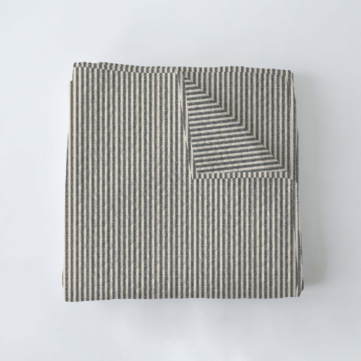 Ticking Stripe Linen/Black Queen Quilt