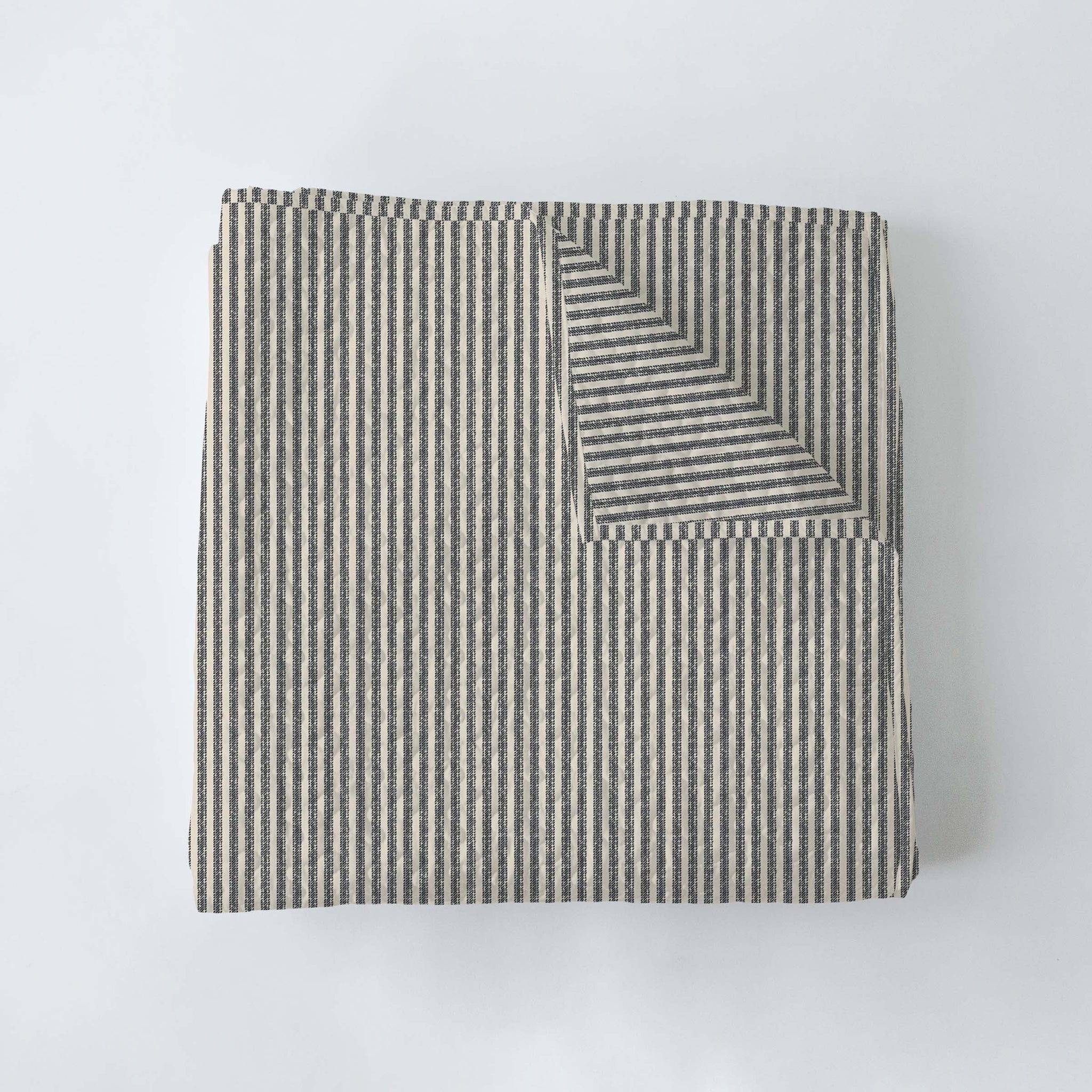Ticking Stripe Linen/Black Queen Quilt