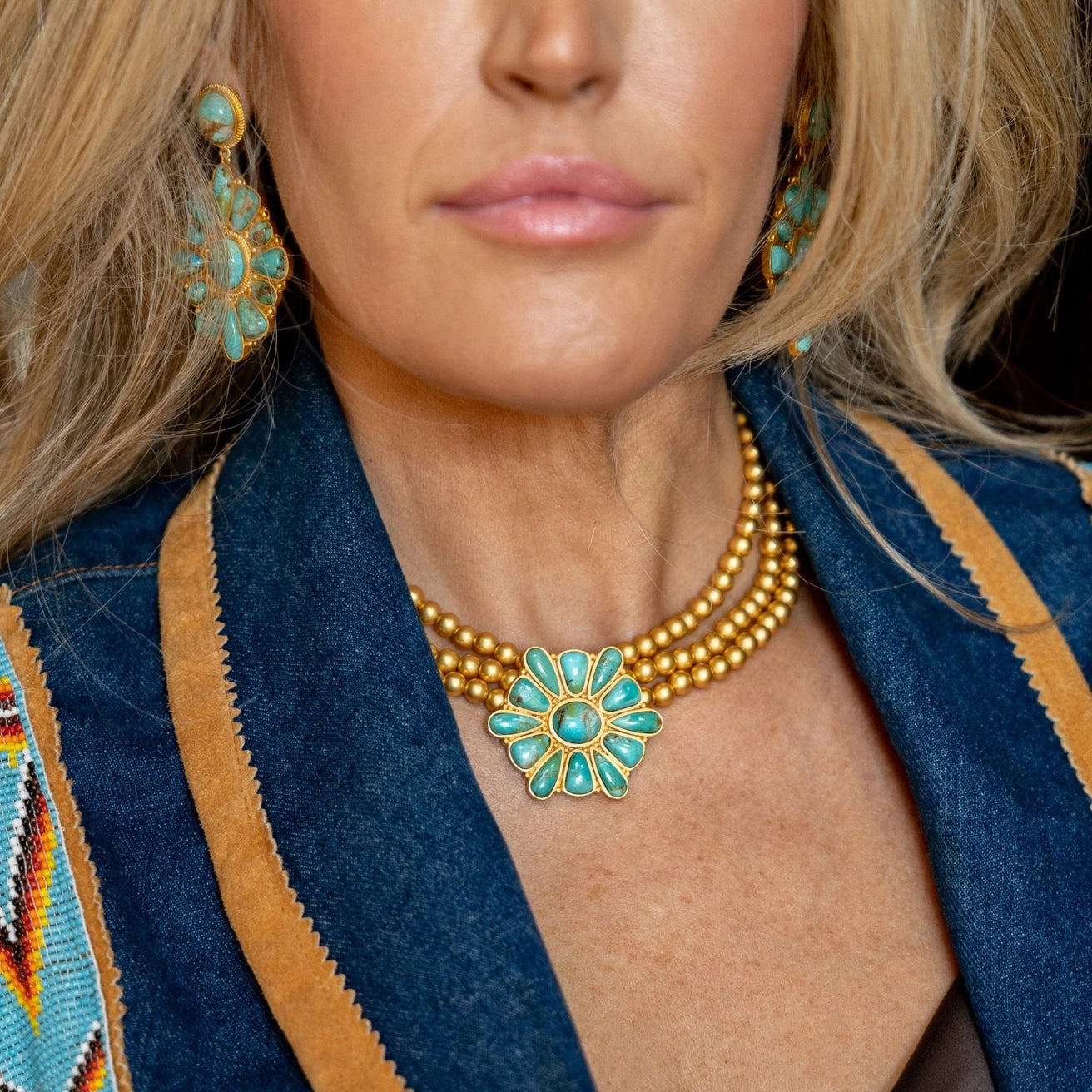 Prairie Blossom Turquoise Collar Necklace