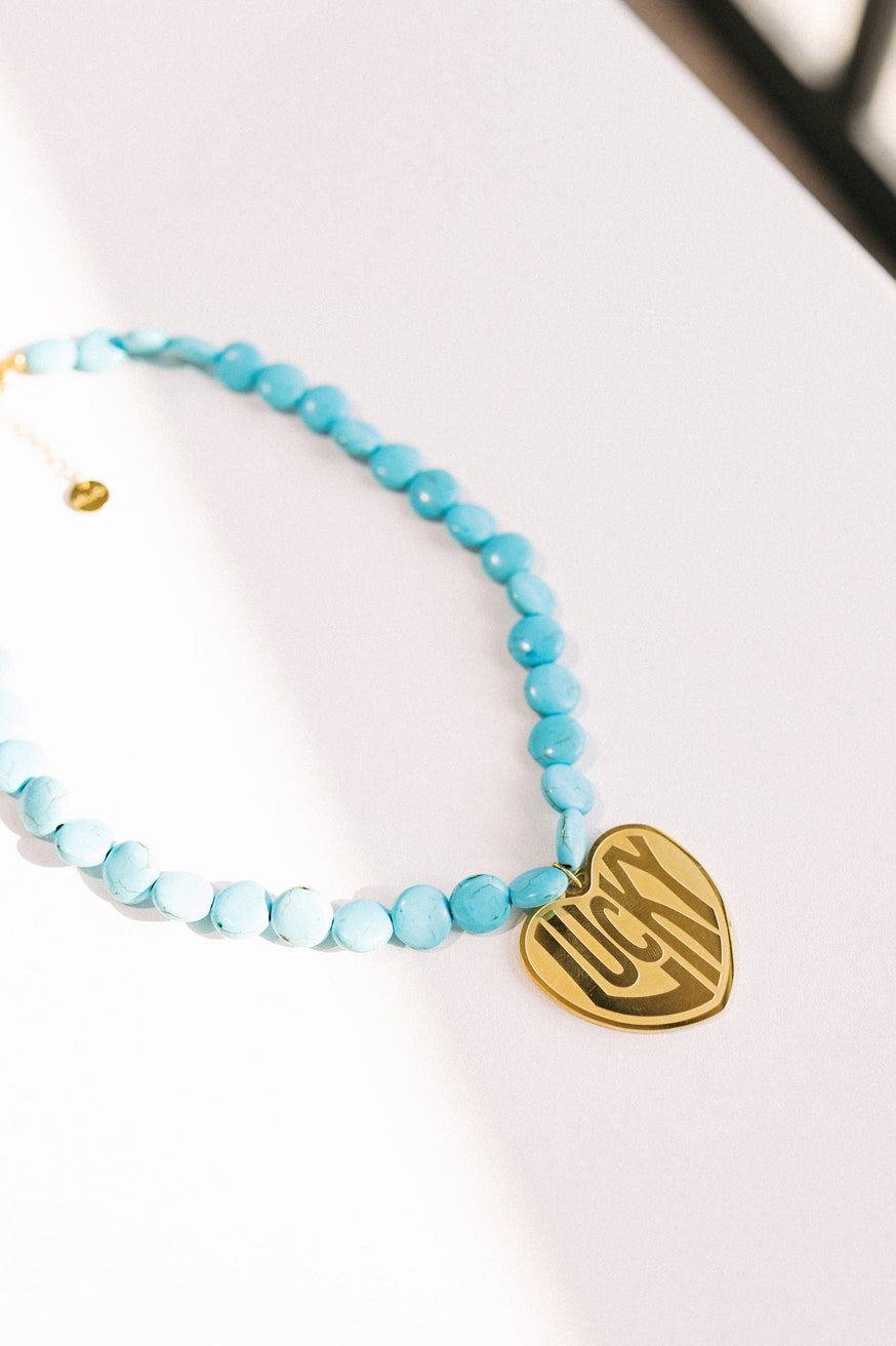 Lucky in Love Stone Necklace - Turquoise