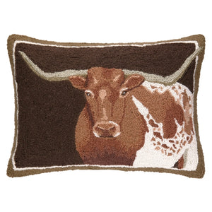 Longhorn Hooked Pillow