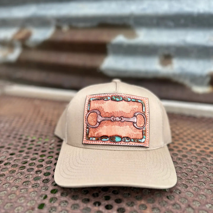 Snaffle Bit Tooled Leather Trucker Cap *Tan