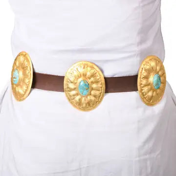 Texas Turquoise and Brass Concho Belt