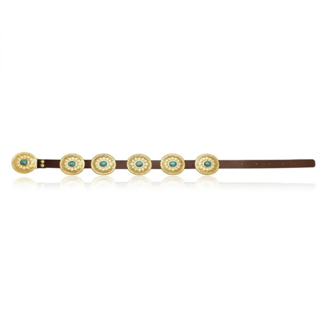 Texas Turquoise and Brass Concho Belt