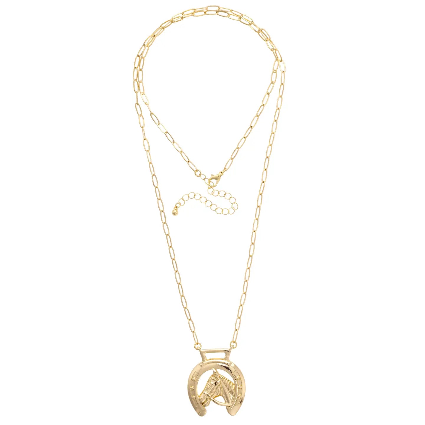 Horseshoe Horsey Pendant Necklace *Gold